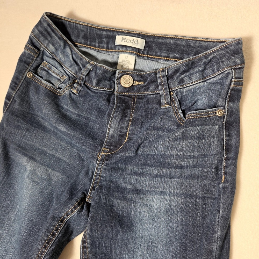 Mudd Girls Dark Wash Straight Leg Stretch Denim Jeans Size 12 DM94D003RW